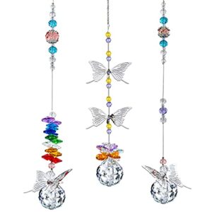 h&d hyaline & dora crystal suncatcher window hanging ornament crystals ball prism rainbow maker butterfly decor pendant set for home garden
