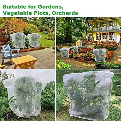 4 Packs Insect Netting Bags for Garden Fruits Plant Tomato Protection Cover Bags with Drawstring 2.6'x2.7' Vegetables Blueberry Orange Guava Mesh Netting Bird Bug Pest Barrier Net Covers