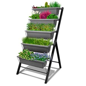4ft vertical raised garden bed – 5 tier food safe planter box for outdoor and indoor gardening perfect to grow your herb vegetables flowers on your patio balcony greenhouse garden