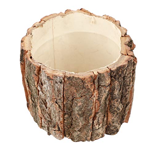 Operitacx Wood Bark Flower Pot Natural Log Succulent Planter Rustic Tree Stump Planter Cactus Pot Garden Balcony Decoration 12cm ( Wood )