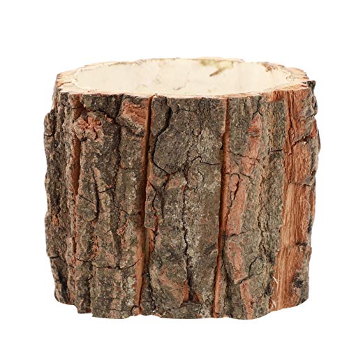 Operitacx Wood Bark Flower Pot Natural Log Succulent Planter Rustic Tree Stump Planter Cactus Pot Garden Balcony Decoration 12cm ( Wood )