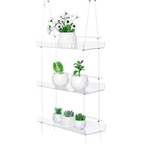 clear hanging window plant shelves,indoor windows wall hanging plant stand flower display,flower pot organizer storage for window grow herbs,microgreens,succulents,flower (3 layer)