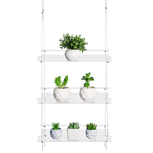 Clear Hanging Window Plant Shelves,Indoor Windows Wall Hanging Plant Stand Flower Display,Flower Pot Organizer Storage for Window Grow Herbs,Microgreens,Succulents,Flower (3 Layer)