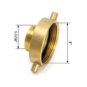 QWORK Brass Fire Hydrant Adapter, Hydrant to Garden Hose Adapter, 2-1/2" NST (NH) Female x 3/4" GHT Male, Fire Equipment Hose Adapter with Pin Plug, 1 Pack