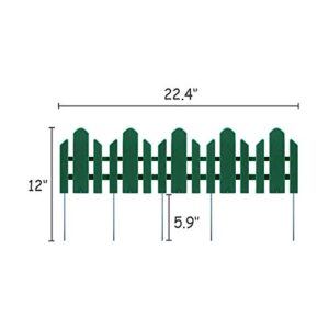 Sunnyglade 12 Pack Garden Edging Decorative Border Recycled Plastic Landscape Garden Fence Flexible No-Dig Spikes,Dark Green