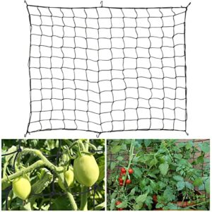 trellis net for climbing plants – stretch to 5x5ft elastic grow tent scrog net with 6 hooks, flexible trellises plant growing netting for outdoor garden balcony yard plants