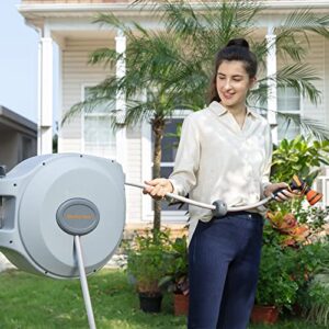 Giraffe Retractable Garden Hose Reel with 5/8" x 60ft+5ft Water Hose 180° Swivel Bracket, Any Length Lock