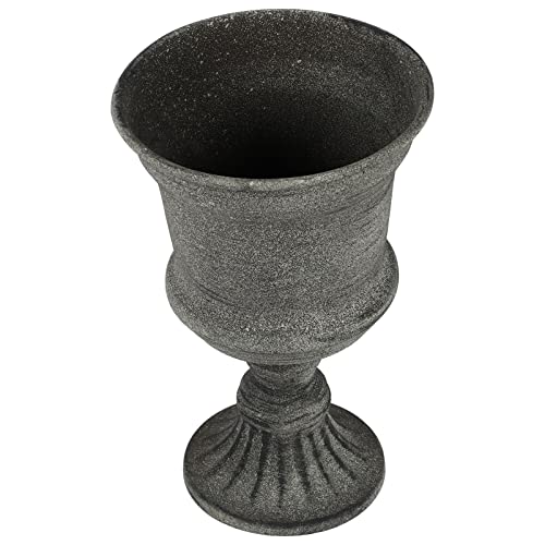 Rustic Iron Grecian Urn Planter Classic Farmhouse Urn Flower Pot Vase Decorative Wedding Flower Pot Home Garden Porch Front Door Planters Desk Balcony Decoration Grey