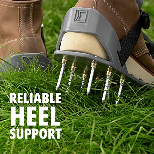 Aerator Shoes - Full Set Aeration Shoes for Lawn Care - Improved Spike Shoes - Manual Gardening Tools - Grass Stitcher to Improve Grass Growing - Great Gift for Gardener (Straps with Metal Buckles)