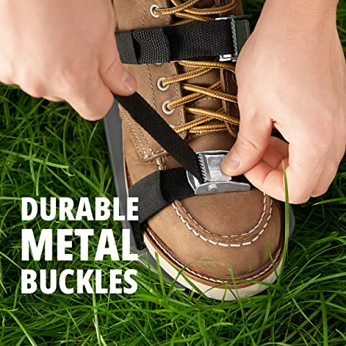 Aerator Shoes - Full Set Aeration Shoes for Lawn Care - Improved Spike Shoes - Manual Gardening Tools - Grass Stitcher to Improve Grass Growing - Great Gift for Gardener (Straps with Metal Buckles)