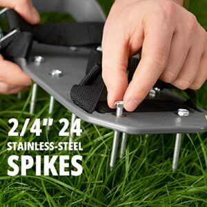 Aerator Shoes - Full Set Aeration Shoes for Lawn Care - Improved Spike Shoes - Manual Gardening Tools - Grass Stitcher to Improve Grass Growing - Great Gift for Gardener (Straps with Metal Buckles)