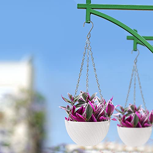 Foraineam 10 Pieces 6 Inch Hanging Planters, Garden Self-Watering Flower Plant Pot Container, Mini Succulent Planter Pots with Hanging Chain