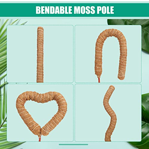 ADEBOLA 2 PCS 26 Inches Tall Moss Poles, Bendable Plant Poles for Climbing Plants with Two Garden Jute Rope for Monstera, Sphagnum, Pothos and Other Indoor Plants