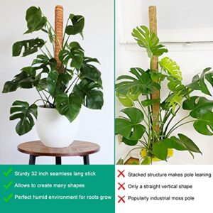 ADEBOLA 2 PCS 26 Inches Tall Moss Poles, Bendable Plant Poles for Climbing Plants with Two Garden Jute Rope for Monstera, Sphagnum, Pothos and Other Indoor Plants