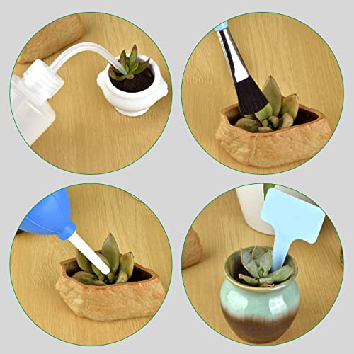 excvalues 23 Pcs Succulent Tools, Mini Garden Tools0001 Set, Miniature Succulent Hand Tools with Plant Potting Tarp Mat, Transplanting Tool Kit for Indoor Outdoor Mini Fairy Garden Plant Care (Blue)