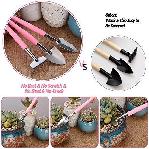 Succulent Tools,24 Pcs Mini Garden Tools Set,Transplanting Tools Miniature Succulent Hand Tools Set with Plant Potting Tarp Mat, Succulent Kit for Indoor Outdoor Miniature Fairy Garden Plant Care