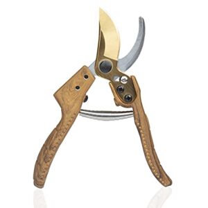 S.yeoo 8" Gardening Shears, Professional Bypass Pruner Hand Shears, SK5 Stainless Steel Blade, Clippers for Plants, Gardening, Trimming, Garden Tools (Wood Grain)