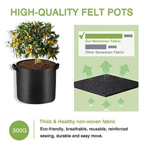 6 Pcs 5 Gallon Grow Bags for Vegetable, Heavy Duty Thickened Nonwoven Fabric Pots with Handles, Durable Breathe Plant Container for Potato, Carrot, Onion, Flower, Indoor and Garden