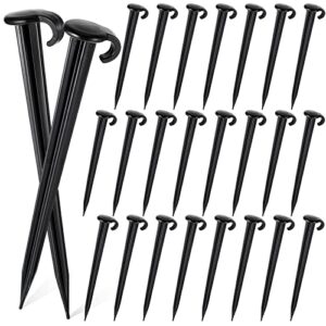 vicenpal 7 inch plastic yard stakes inflatables heavy duty for tent ground garden replacement outdoor fence lawn pegs landscape staples christmas decorations (black, 24 pcs)