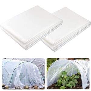 yowlieu 2 pcs 6.5’x 9.8′ clear greenhouse plastic sheeting, 6 mil uv resistant polyethylene greenhouse film hoop green house plastic cover for farms, agriculture, garden
