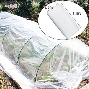 Yowlieu 2 Pcs 6.5'x 9.8' Clear Greenhouse Plastic Sheeting, 6 Mil UV Resistant Polyethylene Greenhouse Film Hoop Green House Plastic Cover for Farms, Agriculture, Garden