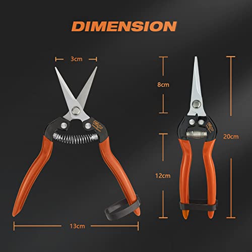 Zegos 7" All-Metal Trimming Scissors with 3" Long Blades for Leaves and Bud Cutting, Pruning Snips Garden Scissors for Vine Cutting, Plants and Herb Trimming (1 Pack)