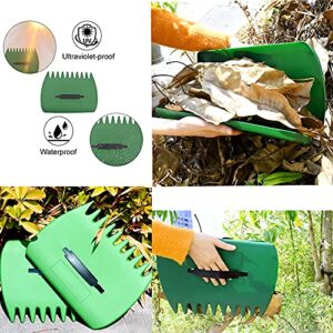 Generic,  Garden and Yard Leaf Scoops Hand Rakes, Large Sized, Multiple Use for Leaves, Lawn Debris and Trash Pick Up +1 pair of garden gloves, Green-1