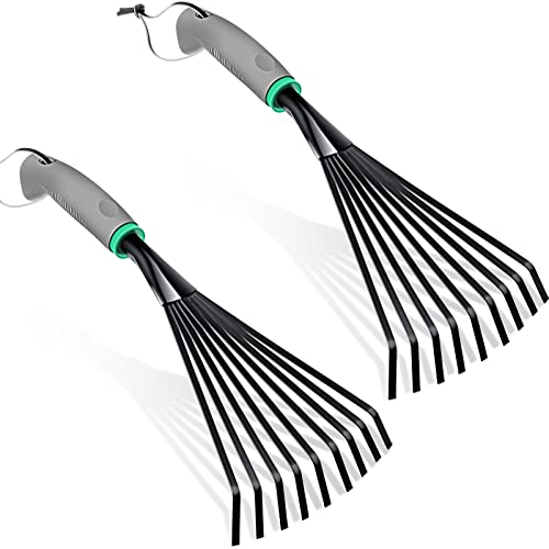 2 Pcs Gardening Hand Rake Stainless Steel Hand Tiller Small Garden Rake for Gardening Short Handle Rake with Handle Garden Tools for Gardening Cultivating Loosening Soil Spreading Mulch