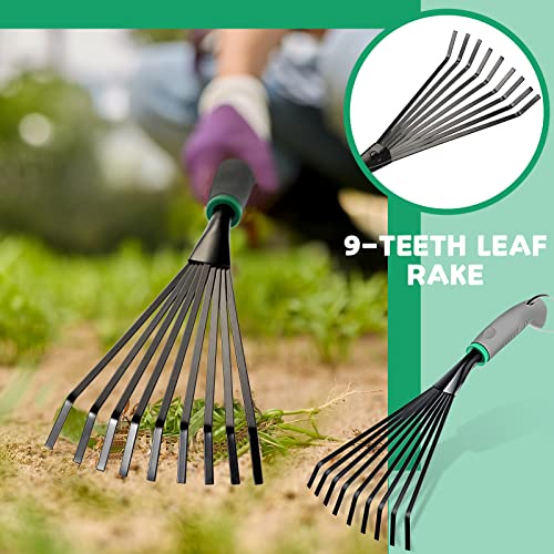 2 Pcs Gardening Hand Rake Stainless Steel Hand Tiller Small Garden Rake for Gardening Short Handle Rake with Handle Garden Tools for Gardening Cultivating Loosening Soil Spreading Mulch