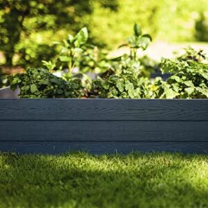 Vita Urbana 4 Foot x 4 Foot x 11 inch Embossed Vinyl Modular Garden Bed, Slate Gray, Grey, Woodgrain, PVC, BPA and Pthalate Free, VT17600