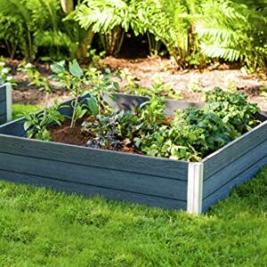 Vita Urbana 4 Foot x 4 Foot x 11 inch Embossed Vinyl Modular Garden Bed, Slate Gray, Grey, Woodgrain, PVC, BPA and Pthalate Free, VT17600