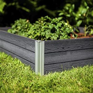 Vita Urbana 4 Foot x 4 Foot x 11 inch Embossed Vinyl Modular Garden Bed, Slate Gray, Grey, Woodgrain, PVC, BPA and Pthalate Free, VT17600