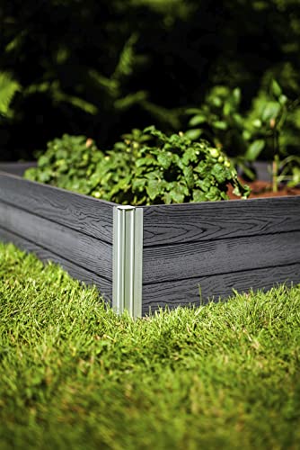 Vita Urbana 4 Foot x 4 Foot x 11 inch Embossed Vinyl Modular Garden Bed, Slate Gray, Grey, Woodgrain, PVC, BPA and Pthalate Free, VT17600