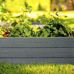 Vita Urbana 4 Foot x 4 Foot x 11 inch Embossed Vinyl Modular Garden Bed, Slate Gray, Grey, Woodgrain, PVC, BPA and Pthalate Free, VT17600