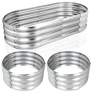 3 pcs galvanized raised garden bed kit 4 x 2 x 1 ft large planter raised bed outdoor planter box round oval metal planter box arbitrary assembly raised garden bed for vegetables flowers herbs fruits