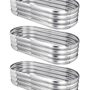 3 Pcs Galvanized Raised Garden Bed Kit 4 x 2 x 1 ft Large Planter Raised Bed Outdoor Planter Box Round Oval Metal Planter Box Arbitrary Assembly Raised Garden Bed for Vegetables Flowers Herbs Fruits