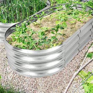 3 Pcs Galvanized Raised Garden Bed Kit 4 x 2 x 1 ft Large Planter Raised Bed Outdoor Planter Box Round Oval Metal Planter Box Arbitrary Assembly Raised Garden Bed for Vegetables Flowers Herbs Fruits