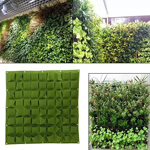 72 Pocket Vertical Wall Garden Planter,Wall Hanging Planting Bags for Garden Indoor Outdoor (Green)