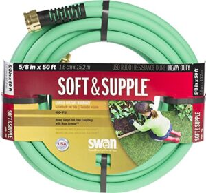 swan products snss58050 soft & supple easy coil water hose with crush proof couplings 50′ x 5/8″, green