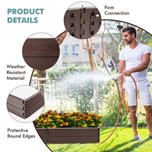 Giantex Planter Raised Bed, Hexagon Garden Bed for Vegetable Flower Succulents Fruits, 8 Inch Deep, Weather Resistant Outdoor Rectangular Gardening Bed Lawn Yard, Easy Assembly, Brown