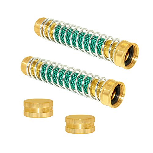 Joywayus Garden Hose Connector Adapter kit, (Two Garden Hose Protector and Two 3/4" GHT Female Garden Hose Cap)