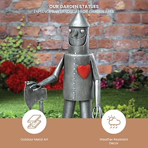 Bits and Pieces - 30 ½” Tall Tin Woodsman with a Heart Garden Statue - Yard Decorations - Outdoor Sculptures - Garden Decor - Tin Man Yard Art