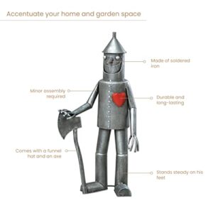 Bits and Pieces - 30 ½” Tall Tin Woodsman with a Heart Garden Statue - Yard Decorations - Outdoor Sculptures - Garden Decor - Tin Man Yard Art