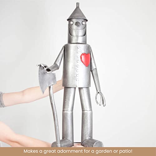 Bits and Pieces - 30 ½” Tall Tin Woodsman with a Heart Garden Statue - Yard Decorations - Outdoor Sculptures - Garden Decor - Tin Man Yard Art