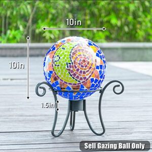 VCUTEKA Gazing Balls, Glass Garden Globe Mosaic Gazing Ball Sphere for Garden Lawn Outdoor Ornament Yard Decorative, 10-Inch, Sun and Moon