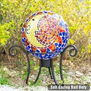 VCUTEKA Gazing Balls, Glass Garden Globe Mosaic Gazing Ball Sphere for Garden Lawn Outdoor Ornament Yard Decorative, 10-Inch, Sun and Moon