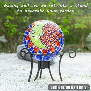 VCUTEKA Gazing Balls, Glass Garden Globe Mosaic Gazing Ball Sphere for Garden Lawn Outdoor Ornament Yard Decorative, 10-Inch, Sun and Moon
