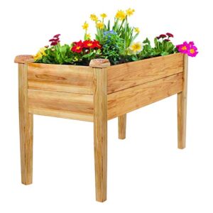 elevated wood raised garden bed kit planter box stand for backyard, patio, naturally rot-resistant, 4x2x2.5ft