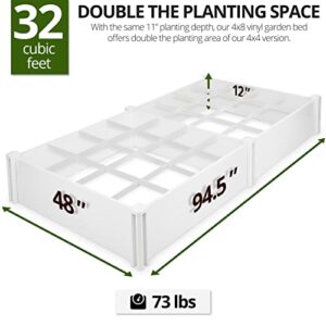 BGVDB12GG White Vinyl Raised Garden Bed - Tool-Free Assembly