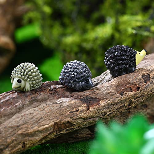 Chunful 50 Pcs Mini Hedgehog Figurines Miniature Fairy Garden Figurines Accessories for Terrarium Flowerpot Landscape Desktop DIY Decor Party Favor Cake Topper Resin Hedgehog Bulk